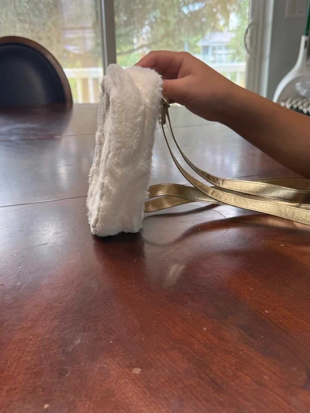 Bath and Body Works Faux Fur Cosmetic Pouch - White